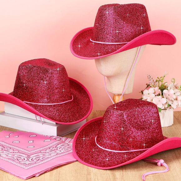 8255 12 Pcs Sparkly Adults Cowboy Hat For Women Men Western Glitter Cowgirl main image 5